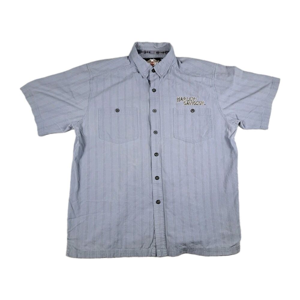 Vintage Harley-Davidson Work Shirt Mens XL Button Up Snap Collar Embroidered Y2K - Picture 1 of 13